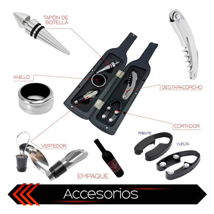 KIT BOTELLA 5 PIEZAS PARA LICORES
