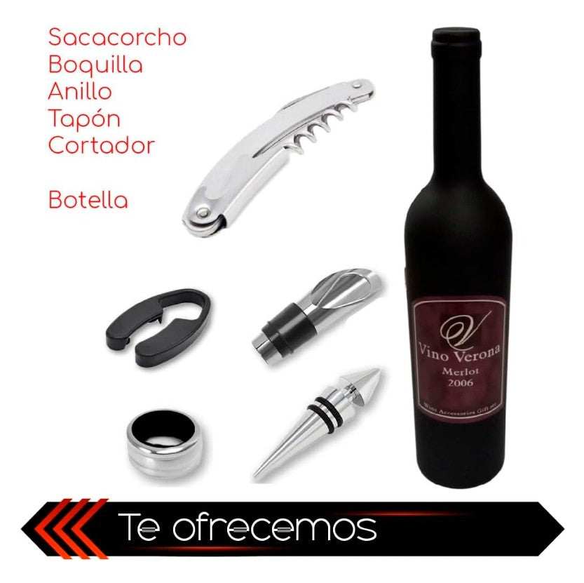 KIT BOTELLA 5 PIEZAS PARA LICORES