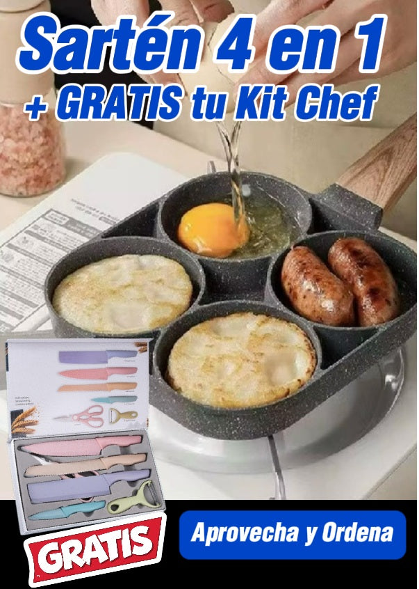 🌟SARTEN CON 4 ESPACIOS - Cocina Rápido, fácil y rico🌟